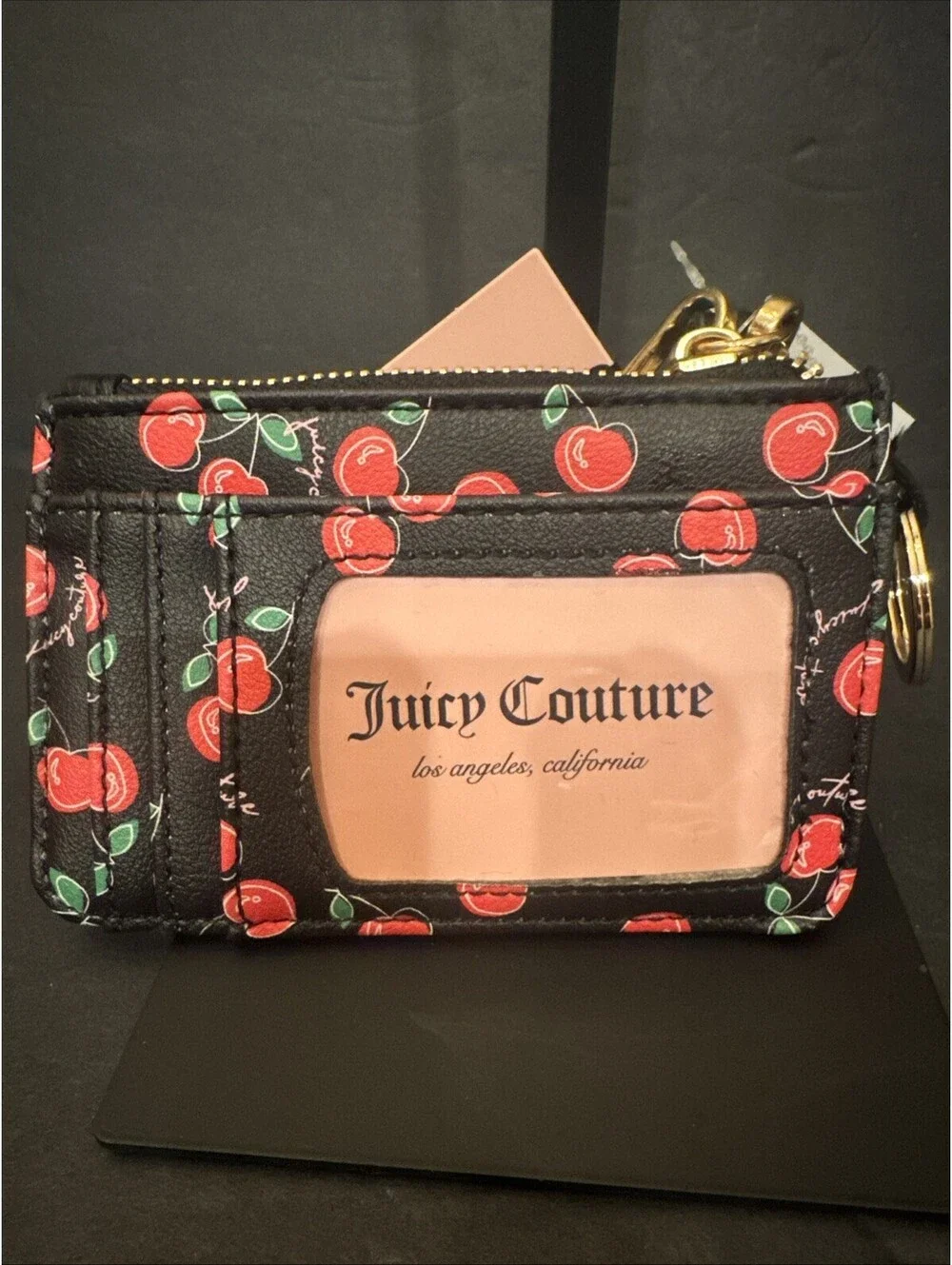 NWT Juicy Couture Cherry Girl CC Wallet Wristlet Back Window W/Cherry Charm